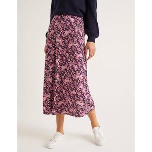 Boden Jersey Cheetah Animal Print Midi Skirt Floral
